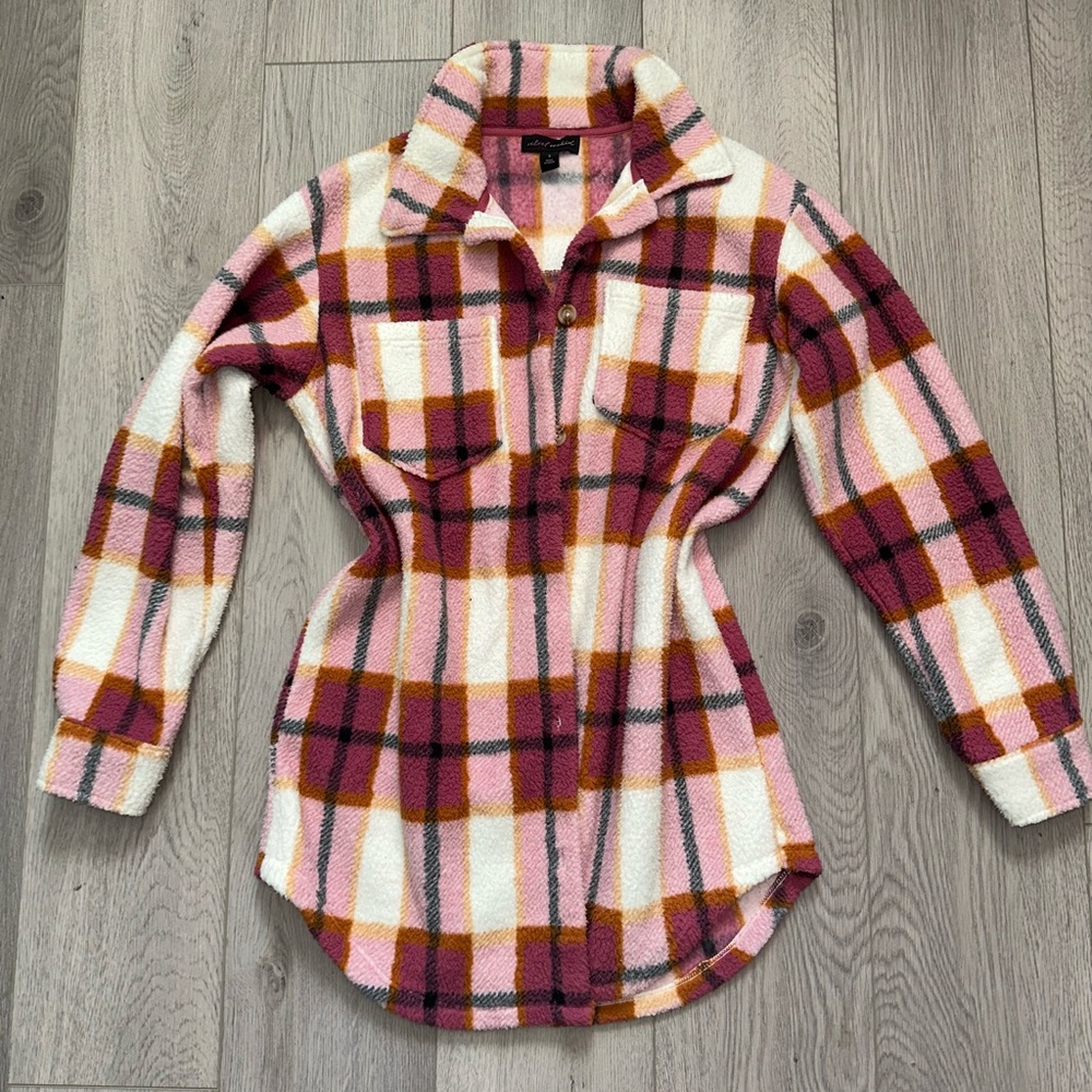Small, pink and white flannel button up